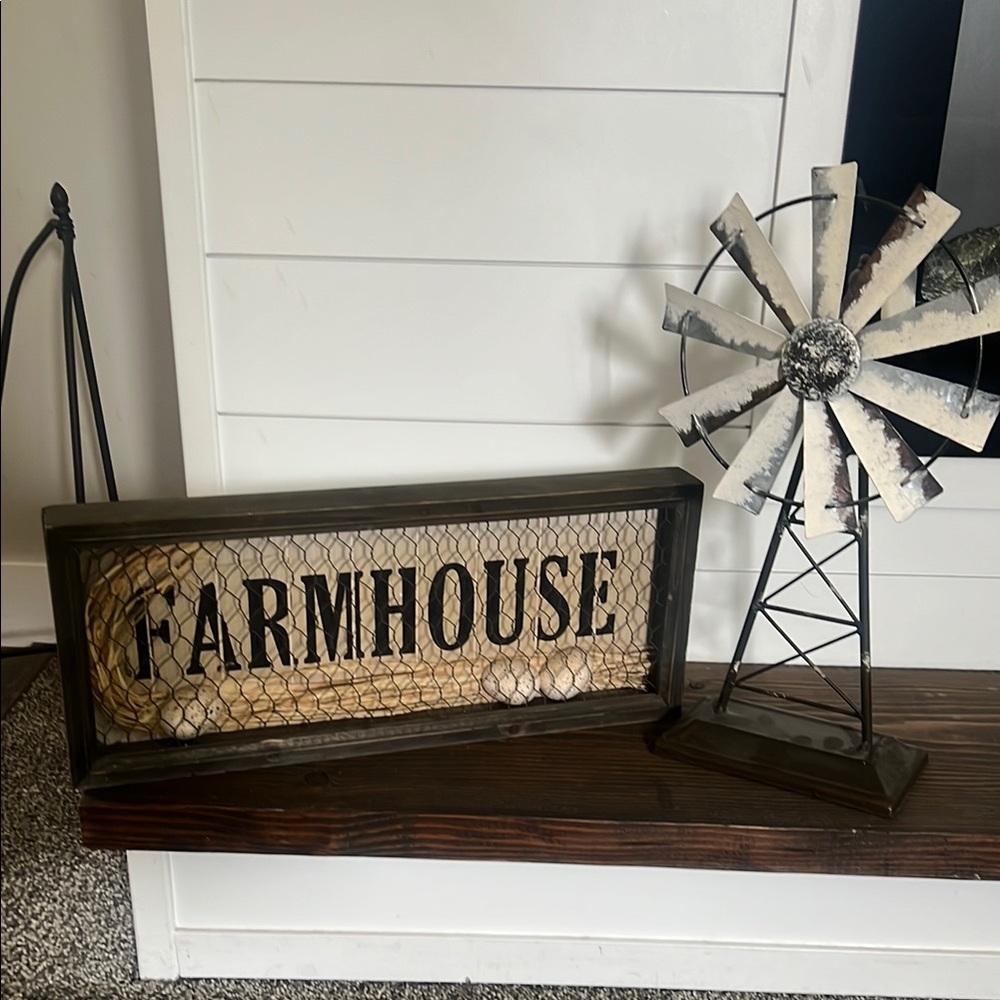 Farmhouse Decor Sign and Windmill